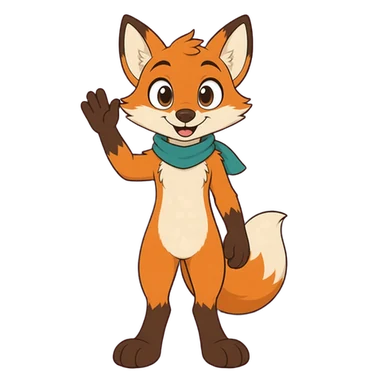 The same fox, waving hello