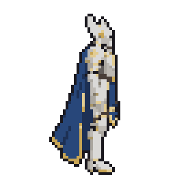 Pixel art paladin attack animation, 64 pixels