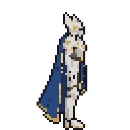 Pixel art paladin idle animation, 64 pixels