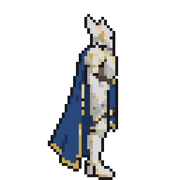 Pixel art paladin jump animation, 64 pixels