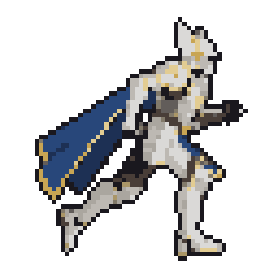 Pixel art paladin run animation, 64 pixels