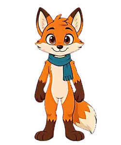 A cartoon fox puts on a yellow raincoat, then pulls out an umbrella