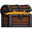 Nano Banana 2.1: a wooden treasure chest full of gold coins (pixel art item)