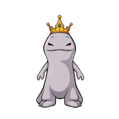 Flux Juggernaut: a slime monster wearing a tiny golden crown (creature)