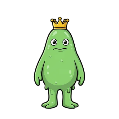 Flux 2 Klein: a slime monster wearing a tiny golden crown (creature)