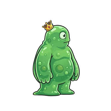 Nano Banana 2.1: a slime monster wearing a tiny golden crown (creature)