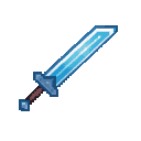 Retro Diffusion: a glowing crystal sword (item)