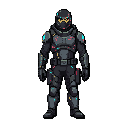 Flux 2 Klein: a cyberpunk birdman warrior, full body (pixel art character)